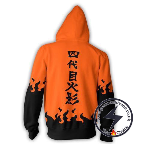 Naruto Namikaze Minato Yondaime Hokage Orange Zip Up Hoodie Jacket